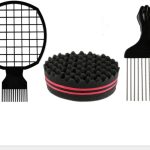 ليلي مجموعة مشط شعر معدني بتصميم افريقي مع اسفنجة لف لتمويج الشعر وفرشاة تمويج الشعر واسفنجة ملتوية وفرشاة تمويج الشعر