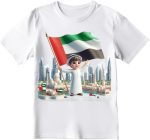 تي شيرت لليوم الوطني لدولة الامارات العربية المتحدة، زي تنكري للاولاد، قبة دائرية، اكمام قصيرة