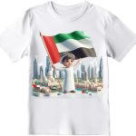 تي شيرت لليوم الوطني لدولة الامارات العربية المتحدة، زي تنكري للاولاد، قبة دائرية، اكمام قصيرة