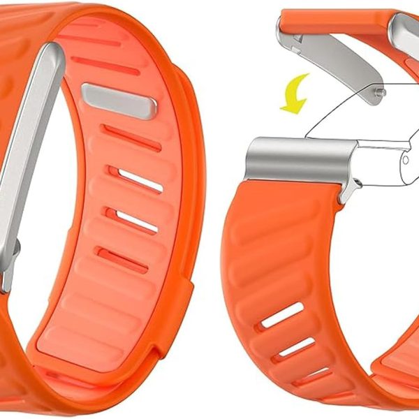 سوار رياضي مريح من السيليكون متوافق مع ووب 4.0 - سوار معصم ناعم وجيد التهوية وقابل للتعديل للارتداء اليومي والنشط (برتقالي)