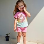 ⁦طقم تي شيرت وشورت بطبعة فراشة للبنات بعمر 4-8 سنوات من زولينوفا، ملابس اطفال بنات صيفيا، ملابس، طقم العيد للبنات⁩ - الصورة ⁦2⁩