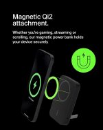 ⁦بلكن باور بانك لاسلكي بوست تشارج برو 8000 مللي امبير في الساعة مع كيو اي 2، شاحن محمول متوافق مع ماج سيف + مسند مدمج منبثق لموبايل ايفون 17 وايفون اير وايفون 16 و15 و14 وبيكسل سناب والمزيد - اسود⁩ - الصورة ⁦5⁩