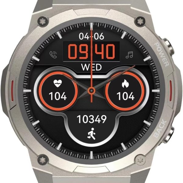 اتش اي فيوتشر ساعة ذكية ميكس 2 بخاصية البلوتوث من فيوتشر جو، تتبع اللياقة البدنية والنوم والصحة، مقاومة للماء IP68، عمر بطارية طويل، شاشة اي بي اس 1.4 انش - برتقالي