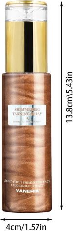 ⁦بخاخ لامع لتسمير البشرة مع قفاز، بخاخ تسمير فوري يدوم طويلا مع ميكا، بخاخ تسمير ذاتي خالٍ من الخطوط، بخاخ تسمير سريع، مرطب 80 مل/2.7 اونصة سائلة⁩ - الصورة ⁦4⁩