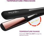 ⁦ايكونيك مكواة فرد الشعر جليم برو، اسود | الواح رفيعة للغاية 1.5 انش | رفيعة بشكل مريح | تحكم رقمي في درجة الحرارة | اغلاق تلقائي امن | سطح تيتانيوم ذهبي وردي متطور | تسخين سريع⁩ - الصورة ⁦2⁩