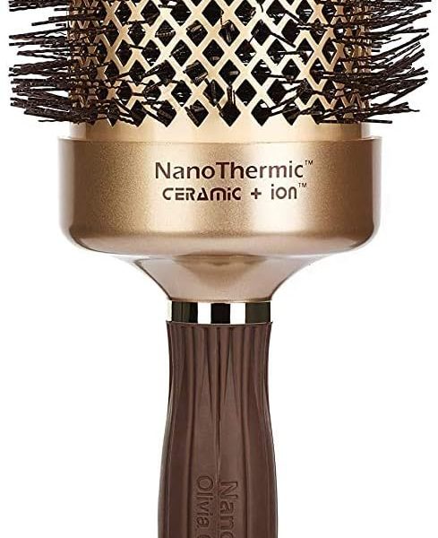 اوليفيا جاردين فرشاة شعر حرارية دائرية سيراميك + ايون NT-64 من نانو ثيرميك (2 3/4 انش) ذهبي وبني فاتح