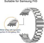 ⁦سكيدو سوار ساعة عمل من الستانلس ستيل متوافق مع ساعة سامسونج جالاكسي فيت 3، سوار معدني بديل لساعة سامسونج جالاكسي فيت 3 SM-R390 للنساء والرجال⁩ - الصورة ⁦4⁩
