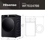 ⁦هايسينس غسالة WF7S1247BB سلسلة 7S بمحرك عاكس وواي فاي ذكي وتقنية سوبر ووش بالذكاء الاصطناعي، 1400 دورة في الدقيقة، مراقبة ذكية للطاقة، 20 برنامج، نظام جرعات تلقائي - اسود بريميوم⁩ - الصورة ⁦3⁩