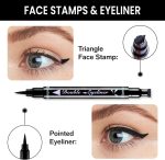 ⁦evpct 7Pcs Colored liquid Eye Liners Face Stamp Cosplay Gothic Makeup Set Kit for Beginners, Black Brown Purple Blue Red Pink Green Star Flowers Heart Moon Triangle Lightning Butterfly Stamps Eyeliner⁩ - الصورة ⁦3⁩