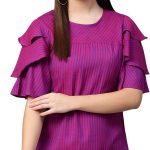 ياش غاليري بلوزة قطنية مطرزة بقصة عادية للنساء من كانثا