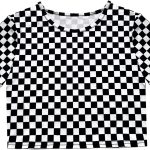 تي شيرت قصير باكمام قصيرة وقبة دائرية ومخطط بالوان متباينة للنساء