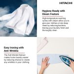 ⁦هيتاشي غسالة تحميل امامي 8 كجم، 1200 دورة في الدقيقة، ضمان 10 سنوات على المحرك العاكس، 16 برنامج، غسالة اوتوماتيكية بالكامل، نظام استشعار ذكي، شاشة LED متعددة الوظائف، ابيض، BD-802HVOW⁩ - الصورة ⁦5⁩