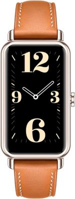 ⁦هواوي ساعة ذكية صغيرة من ووتش فيت + مكبر صوت بلوتوث هواوي بشاشة 1.47 انش ودقة 194 × 369 بكسل وسوار جلدي، بني، Fara-B69، USB⁩ - الصورة ⁦3⁩