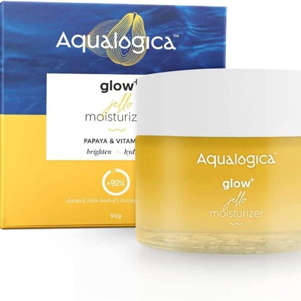 مرطب جلو + جيلو مع فيتامين سي والبابايا وحمض الهيالورونيك من اكوالوجيكا | جل خفيف الوزن لبشرة مشرقة ومشرقة | كريم وجه مرطب خال من الزيوت للرجال والنساء - غير لاصق - 50 غرام