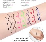 ⁦evpct 7Pcs Colored liquid Eye Liners Face Stamp Cosplay Gothic Makeup Set Kit for Beginners, Black Brown Purple Blue Red Pink Green Star Flowers Heart Moon Triangle Lightning Butterfly Stamps Eyeliner⁩ - الصورة ⁦5⁩