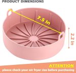 ⁦ميكنج تيك بطانات مقلاة هوائية دائرية من السيليكون، وعاء سيليكون قابل لاعادة الاستخدام، وعاء سيليكون سهل التنظيف، ملحقات فرن المقلاة الهوائية (7.5 انش، بينك)⁩ - الصورة ⁦5⁩
