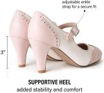 ⁦حذاء J. Adams Mary Jane Oxford Pumps - كعب منخفض لطيف - حذاء كلاسيكي مستدير عند الأصابع مع حزام للكاحل - Kym, 0⁩ - الصورة ⁦4⁩