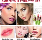 ⁦بينغ براش احمر شفاه متغير لون الخوخ، مرطب يدوم طويلا للعناية بالشفاه وملمع شفاه سحري (3 قطع - 01#افوكادو + 02#ستروبيري + 09#خوخ، 3 قطع (عبوة من قطعة واحدة)⁩ - الصورة ⁦5⁩