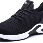 حذاء سيفتي للرجال والنساء من لايوايت، حذاء رياضي شبكي جيد التهوية وخفيف الوزن ومريح ومقاوم للخرق، حذاء رياضي واقي للعمل في المصنع بلون اسود