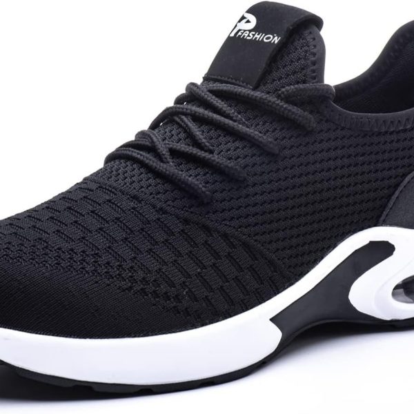 حذاء سيفتي للرجال والنساء من لايوايت، حذاء رياضي شبكي جيد التهوية وخفيف الوزن ومريح ومقاوم للخرق، حذاء رياضي واقي للعمل في المصنع بلون اسود