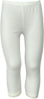 ⁦بنطلون ضيق كامل الطول للبنات من قطعتين مع حزام خصر مطاطي قطن 100% اوف وايت⁩ - الصورة ⁦2⁩