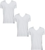 تيشرت داخلي برقبة دائرية ورقبة شكل V للرجال من ريان، لون ابيض، 3 قطع