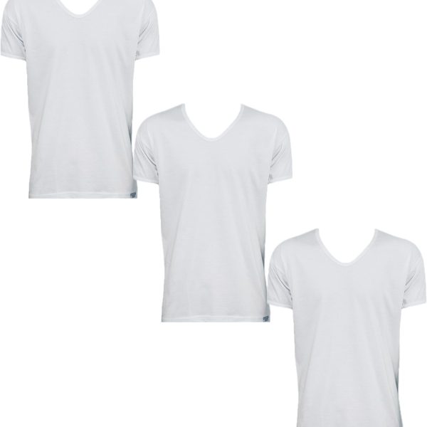 تيشرت داخلي برقبة دائرية ورقبة شكل V للرجال من ريان، لون ابيض، 3 قطع