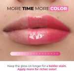 ⁦لامل زيت شفاه الكل في واحد - ملمع شفاه خفيف الوزن وملون وممتلئ ومرطب - مرطب شفاه للاستخدام النهاري والليلي، احمر شفاه يدوم طويلا، زيت لامع للشفاه، ملمع شفاه غير لاصق، لون خوخي №401⁩ - الصورة ⁦5⁩