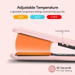 ⁦مكواة فرد الشعر المسطحة الصغيرة من تيرفيكس، درجة حرارة قابلة للتعديل، حجم السفر، الواح سيراميك 1/2 انش، جهد مزدوج، ايقاف تلقائي، زهري⁩ - الصورة ⁦4⁩