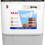 اكاي غسالة نصف اوتوماتيكية بحوضين بوزن 5 كجم، نابض قوي، موفرة للطاقة، مؤقت سهل الغسيل، مؤقت دوار، 66 سم × 40 سم × 84 سم، ابيض WMMA-XTT51W