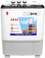 اكاي غسالة نصف اوتوماتيكية بحوضين بوزن 5 كجم، نابض قوي، موفرة للطاقة، مؤقت سهل الغسيل، مؤقت دوار، 66 سم × 40 سم × 84 سم، ابيض WMMA-XTT51W