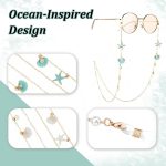 ⁦سلسلة نظارات للنساء، قطعتان من خرز صدف اللؤلؤ والنظارات الشمسية والنظارات الشمسية ونظارات القراءة، حزام الرقبة حامل اقنعة الوجه، حبل قصير انيق للبنات قلادة سوار⁩ - الصورة ⁦2⁩