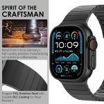 ⁦وينجلي سوار ساعة ابل الترا 3/2/1 الترا 49 ملم سلسلة 11 10 46 ملم 45 ملم 44 ملم 42 ملم اس اي 3/2/1 سلسلة 9 8 7 6 5 4 للرجال، سوار معدني بعرض 24 ملم من الستانلس ستيل لساعة ابل اي ووتش لينك، اسود⁩ - الصورة ⁦3⁩