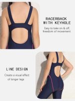 ⁦بدلة سباحة رياضية للبنات من قطعة واحدة، ملابس سباحة رياضية بظهر متسابق من بويليج، بدلة سباحة تنافسية⁩ - الصورة ⁦4⁩