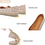 ⁦حذاء باليه مسطح للنساء بتصميم زهرة الاقحوان بمقدمة دائرية كاجوال بدون رباط⁩ - الصورة ⁦4⁩