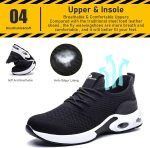 ⁦حذاء سيفتي للرجال والنساء من لايوايت، حذاء رياضي شبكي جيد التهوية وخفيف الوزن ومريح ومقاوم للخرق، حذاء رياضي واقي للعمل في المصنع بلون اسود⁩ - الصورة ⁦5⁩