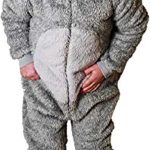 Onesie for Boys or Girls Fluffy Grey Wolf with Tail World Book Day -Animal Super Soft Fleece Costumes AllinOnes in Kids Ages 2-13 Years