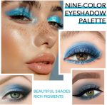 ⁦Klein blue Eyeshadow Palette, 9 Colors Glitter Matte Blue Shadow, Highly Pigmented Vibrant Drama Makeup with a Long-Wearing Formula⁩ - الصورة ⁦5⁩