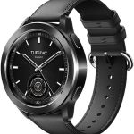 جيوبوي سوار ساعة من الجلد الطبيعي متوافق مع ساعة شاومي S3/S4، سوار بديل [مقاوم للاهتراء] [جيد التهوية] - اسود