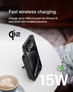 ⁦بلكن باور بانك لاسلكي بوست تشارج برو 8000 مللي امبير في الساعة مع كيو اي 2، شاحن محمول متوافق مع ماج سيف + مسند مدمج منبثق لموبايل ايفون 17 وايفون اير وايفون 16 و15 و14 وبيكسل سناب والمزيد - اسود⁩ - الصورة ⁦2⁩