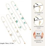 ⁦سلسلة نظارات للنساء، قطعتان من خرز صدف اللؤلؤ والنظارات الشمسية والنظارات الشمسية ونظارات القراءة، حزام الرقبة حامل اقنعة الوجه، حبل قصير انيق للبنات قلادة سوار⁩ - الصورة ⁦4⁩