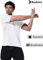 ⁦تي شيرت شبكي للتدريب واللياقة البدنية للرجال باكمام قصيرة يمتص الرطوبة وسريع الجفاف⁩ - الصورة ⁦4⁩