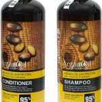 مجموعة شامبو وبلسم بزيت الارجان المغربي خالية من الكبريتات، مثالية للشعر التالف والجاف والمجعد - تركيبة كثيفة للشعر الناعم/الرقيق، امن على الشعر المصبوغ والمعالج بالكيراتين (مجموعة 2 في 1)