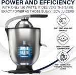 ⁦يورولوكس عصارة حمضيات كهربائية للبرتقال والليمون والجريب فروت من الستانلس ستيل بقوة 160 واط بمقبض ناعم وغطاء مخروطي لسهولة الاستخدام (ELCJ-1700S)⁩ - الصورة ⁦3⁩