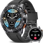 ساعة ذكية عسكرية للرجال من فيتونكلود، 1.54 انش HD، مكالمات بلوتوث، تتبع الصحة، عمر بطارية طويل، مصباح يدوي LED مدمج، مقاومة للماء IP68، متوافقة مع iOS وAndroid، اسود