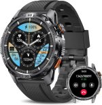 ساعة ذكية عسكرية للرجال من فيتونكلود، 1.54 انش HD، مكالمات بلوتوث، تتبع الصحة، عمر بطارية طويل، مصباح يدوي LED مدمج، مقاومة للماء IP68، متوافقة مع iOS وAndroid، اسود