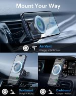 ⁦ESR حامل جوال مغناطيسي للسيارة من ماج سيف يثبت على فتحة التهوية والتابلوه لموبايل ايفون 17/16/اس 25/جوجل بيكسل 10، جميع الهواتف الذكية (تتضمن حلقتين معدنيتين)، الشحن غير مدعوم⁩ - الصورة ⁦6⁩