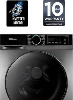 ⁦سوبر جينيرال غسالة تحميل امامي 12 كجم/8 كجم، محرك عاكس، 1400 دورة في الدقيقة، 15 برنامج، غسيل جاف لمدة ساعة، غسيل بالبخار، العناية بالطفل، 59.5×59.5×85 سم (العرض×العمق×الارتفاع)، اينوكس، ضمان عاكس 10⁩ - الصورة ⁦3⁩