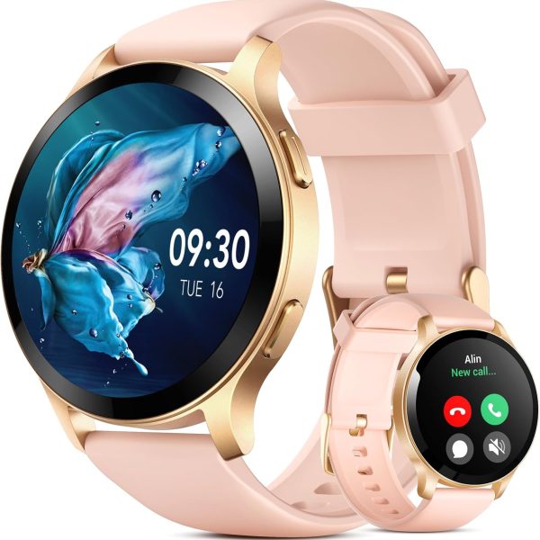 ساعة ذكية للنساء من بارسونفر (استقبال/الاتصال)، ساعة ذكية 1.4 انش لجوالات اندرويد وايفون لتتبع اللياقة البدنية مع مراقب النوم والصحة وتتبع الخطوات والسعرات الحرارية واكثر من 100 وضع رياضي، مقاومة