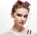 ⁦سلسلة نظارات للنساء، قطعتان من خرز صدف اللؤلؤ والنظارات الشمسية والنظارات الشمسية ونظارات القراءة، حزام الرقبة حامل اقنعة الوجه، حبل قصير انيق للبنات قلادة سوار⁩ - الصورة ⁦8⁩